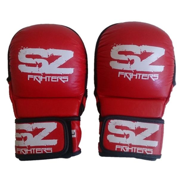 SZ Fighters - Аматьорски ММА ръкавици - Естествена кожа / Червени