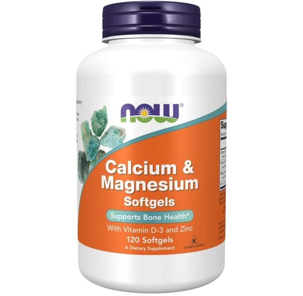 NOW Calcium &amp; Magnesium Softgels / with Vit D and Zinc 120 Гел капсули