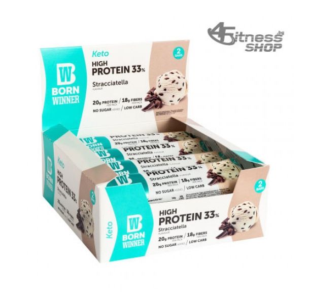 BORN WINNER Keto High Protein Bar 33% stracciatela 12x60 гр