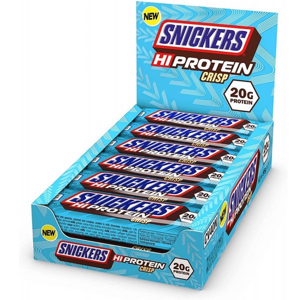 Snickers Hi Protein Crisp Bar - Протеинов Бар Кутия - 12 х 55г​